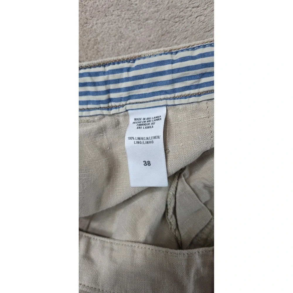 Lucky Brand originals shorts Mens 38 Beige 100% linen drawstring